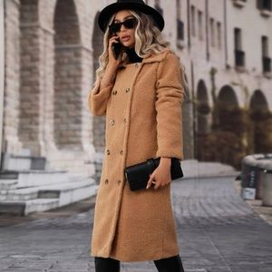 Lapel Neck Double Breasted Teddy Coat